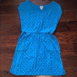 Blue and yellow polka dot dress WITH pockets